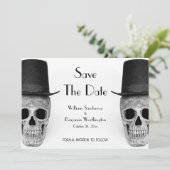Skull Gay Mr. en Mr Black and White  Retro Save The Date (Staand voorkant)
