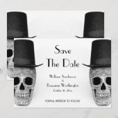 Skull Gay Mr. en Mr Black and White  Retro Save The Date (Voorkant / Achterkant)