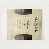 Skull Gay Mr. en Mr.  Retro Sepia achtergrond Wandkleed (Voorkant (horizontaal))