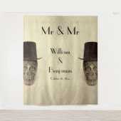 Skull Gay Mr. en Mr.  Retro Sepia achtergrond Wandkleed (Voorkant)