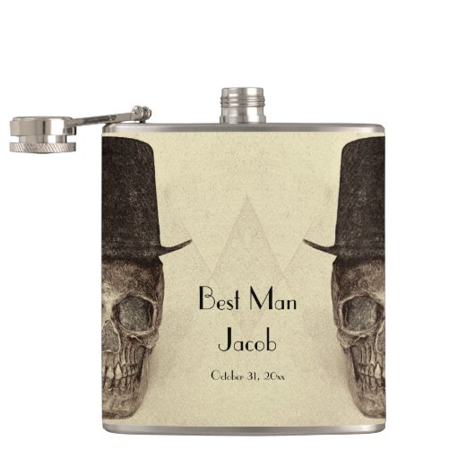 Skull Gay Mr. en Mr. Retro Sepia Best Man Heupfles (Geopend)