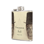 Skull Gay Mr. en Mr.  Retro Sepia Groomsman Heupfles (Links)