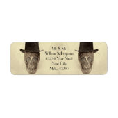 Skull Gay Mr. en Mr.  Retro Sepia Wedding Etiket (Voorkant)