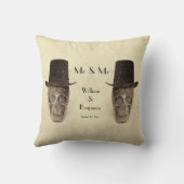 Skull Gay Mr. en Mr.  Retro Sepia Wedding Kussen (Achterkant)