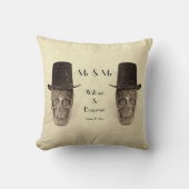 Skull Gay Mr. en Mr.  Retro Sepia Wedding Kussen (Voorkant)