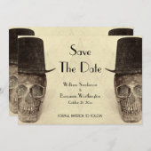 Skull Gay Mr. en Mr.  Retro Sepia Wedding Save The Date (Voorkant / Achterkant)