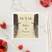 Skull Gay Mr. en Mr.  Retro Sepia Wedding Servet (Insitu)