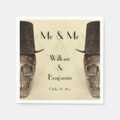 Skull Gay Mr. en Mr.  Retro Sepia Wedding Servet (Voorkant)