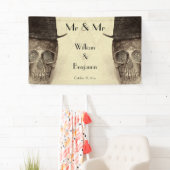 Skull Gay Mr. en Mr.  Retro Sepia Wedding Spandoek (Insitu)