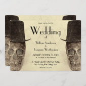Skull Gay Mr. en Mr.  Sepia Retro bruiloft Kaart (Voorkant / Achterkant)