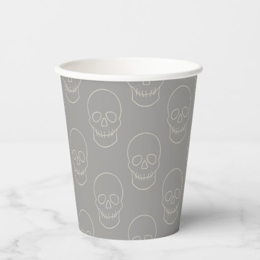 Skull - Ghost Grey and Bone Papieren Bekers (Voorkant)