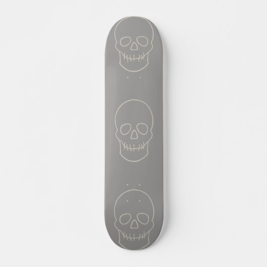 Skull - Ghost Grey and Bone Persoonlijk Skateboard (Voorkant)