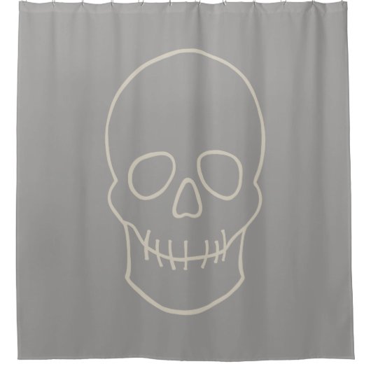 Skull - Ghost Grey and Bone White Douchegordijn (Voorkant)