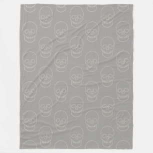 Skull - Ghost Grey and Bone White Fleece Deken