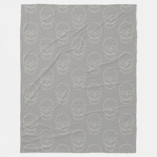 Skull - Ghost Grey and Bone White Fleece Deken (Voorkant)