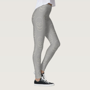 Skull - Ghost Grey and Bone White Leggings