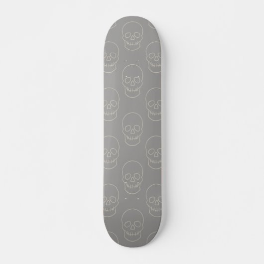 Skull - Ghost Grey and Bone White Persoonlijk Skateboard (Voorkant)