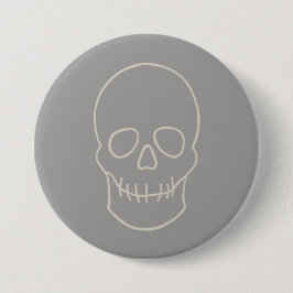 Skull - Ghost Grey and Bone White Ronde Button 7,6 Cm
