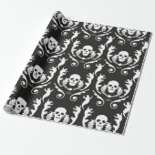 Skull & Ghosts Damask Cadeaupapier (Uitgerold)