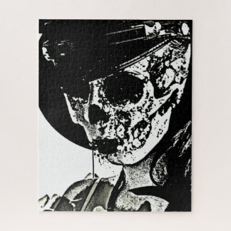Skull Girl - zwart en wit Legpuzzel