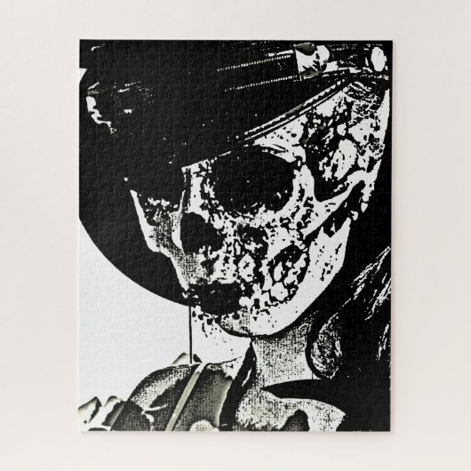 Skull Girl - zwart en wit Legpuzzel (Verticaal)