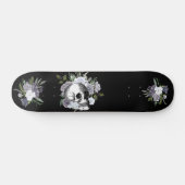 Skull Goth Black White Floral Flower Persoonlijk Skateboard (Horizontaal)