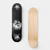 Skull Goth Black White Floral Flower Persoonlijk Skateboard (Voorkant)