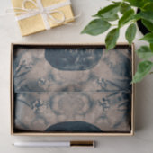 Skull Gothic  Antiek Sepia Blauwgroen Negatief Tissuepapier (Geschenk)