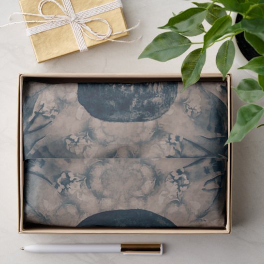 Skull Gothic Antiek Sepia Blauwgroen Negatief Tissuepapier (Geschenk)