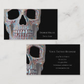 Skull Gothic Cool Grey Blue Black Tattoo Shop Visitekaartje (Voorkant / Achterkant)
