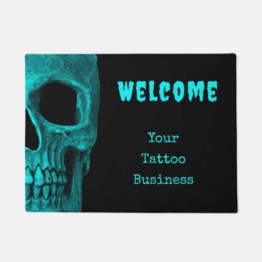Skull Gothic Dark Blauwgroen Black Macabre Tattoo  Deurmat (Voorkant)