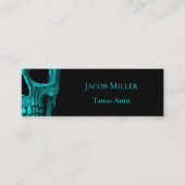 Skull Gothic Dark Blauwgroen Black Macabre Tattoo  Mini Visitekaartje (Voorkant)