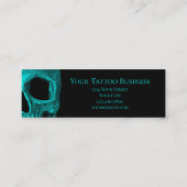 Skull Gothic Dark Blauwgroen Black Macabre Tattoo  Mini Visitekaartje (Achterkant)