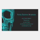 Skull Gothic Dark Blauwgroen Black Macabre Tattoo Rechthoekige Sticker (Voorkant)
