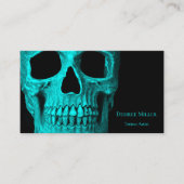 Skull Gothic Dark Blauwgroen Black Macabre Tattoo  Visitekaartje (Voorkant)