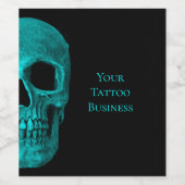 Skull Gothic Dark Blauwgroen Black Macabre Tattoo  Wijn Etiket (Enkel label)