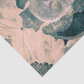 Skull Gothic Floral Blauwgroen Beige Grunge Textur Tissuepapier (Detail)