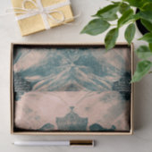 Skull Gothic Floral Blauwgroen Beige Grunge Textur Tissuepapier (Geschenk)