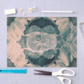 Skull Gothic Floral Blauwgroen Beige Grunge Textur Tissuepapier (Craft)