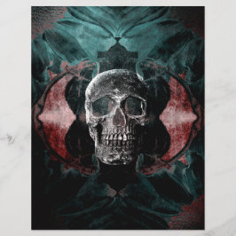 Skull Gothic Floral Blauwgroen Black Red Grunge Te