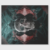 Skull Gothic Floral Blauwgroen Black Red Grunge Te Cadeaupapier (Vlak)