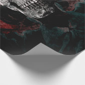Skull Gothic Floral Blauwgroen Black Red Grunge Te Cadeaupapier (Hoek)