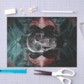 Skull Gothic Floral Blauwgroen Black Red Grunge Te Tissuepapier (Craft)