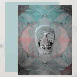 Skull Gothic Floral Blauwgroen grijs roze  textuur