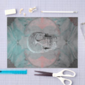 Skull Gothic Floral Blauwgroen roze grijze  textuu Tissuepapier (Craft)