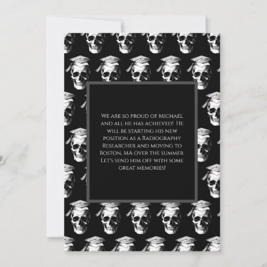 Skull Gothic Graduation Party Radiologie Kaart (Achterkant)