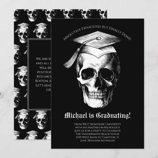 Skull Gothic Graduation Party Radiologie Kaart (Voorkant / Achterkant)