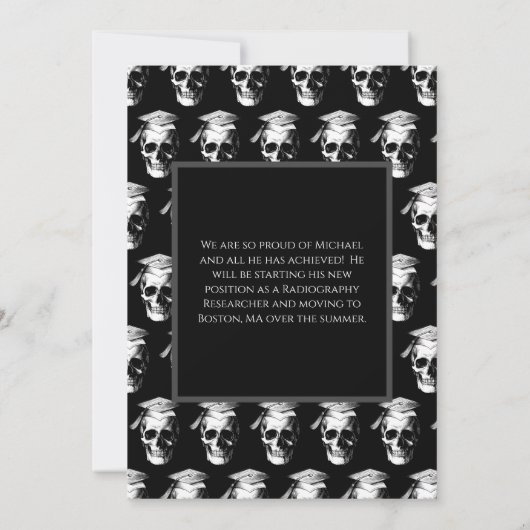Skull Gothic Graduation Party Radiologie Kaart (Achterkant)