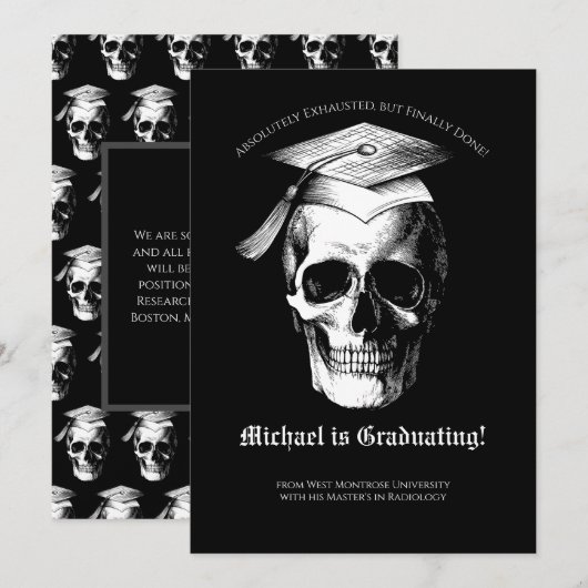 Skull Gothic Graduation Party Radiologie Kaart (Voorkant / Achterkant)