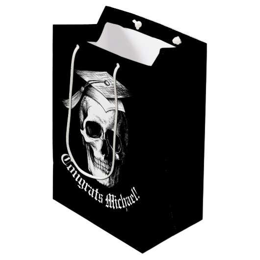 Skull Gothic Graduation Party Radiologie Medium Cadeauzakje (Voorkant Gekanteld)